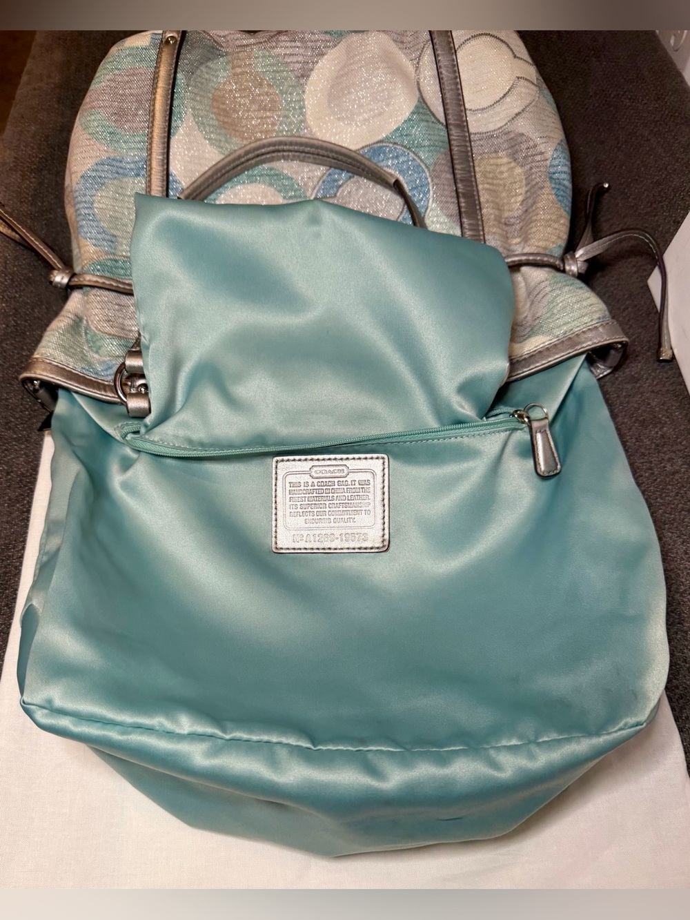 Coach Audrey Metallic Graphic Op Art Cinched Tote No. A1269-19573 - Picture 9 of 11